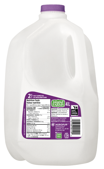 4L ISLAND FARMS MILK 2% JUG | Agropur Solutions
